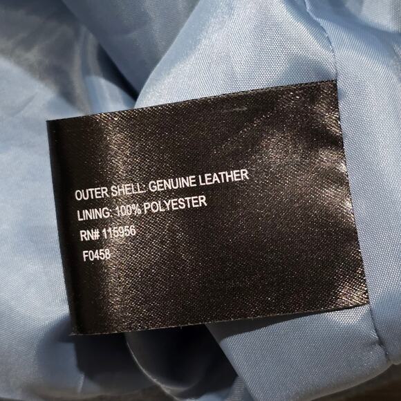 Vintage Monterey Bay Clothing Company Denim Blue Genuine Leather Jacket Size 14 - Picture 10 of 13